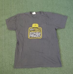 Pittsburgh Pirates 1979 World Champions Retro MLB Baseball Gray T Shirt Sz Large